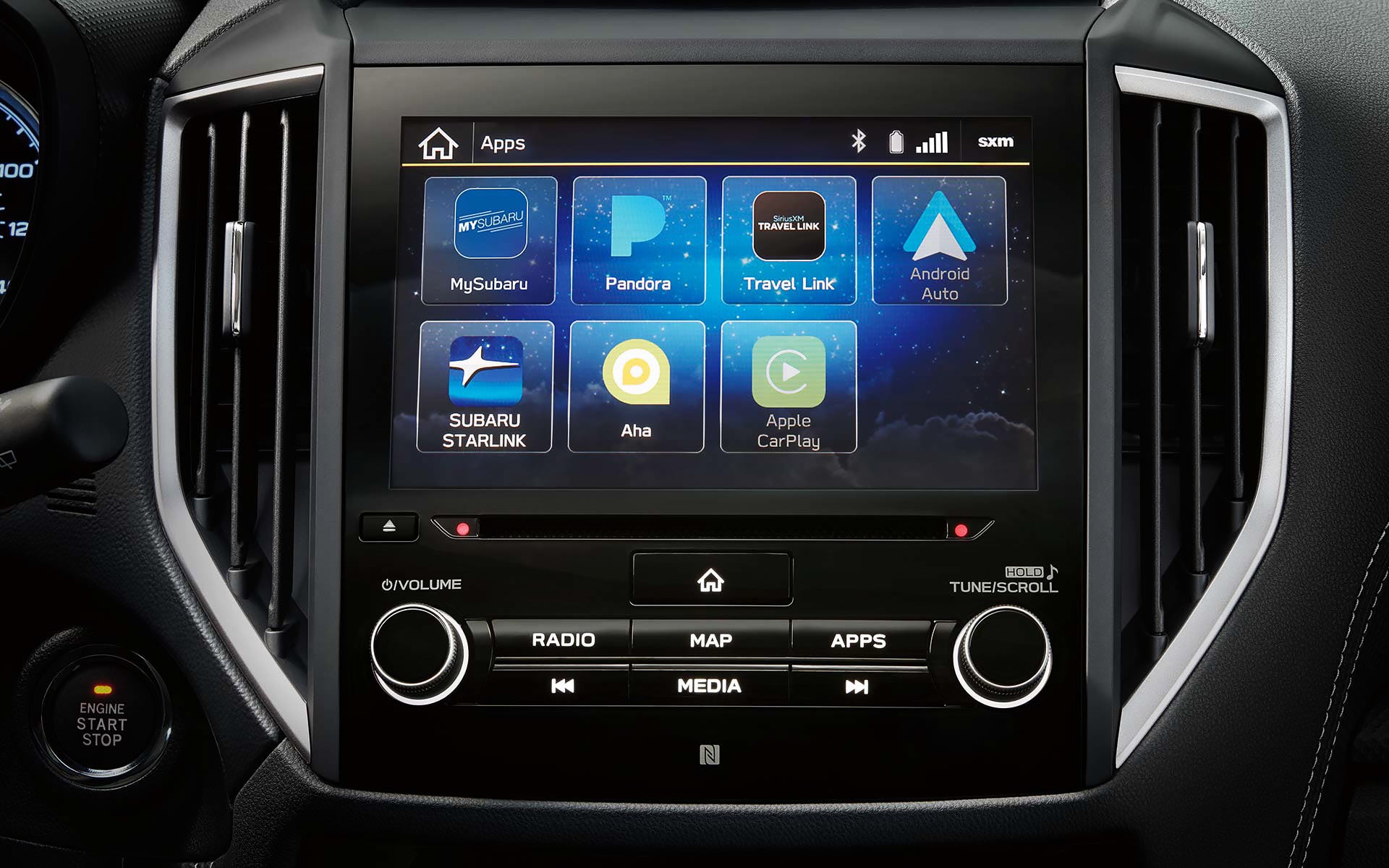 A close-up of the SUBARU STARLINK Multimedia touchscreen on the 2022 Forester. | Sommer's Subaru in Mequon WI